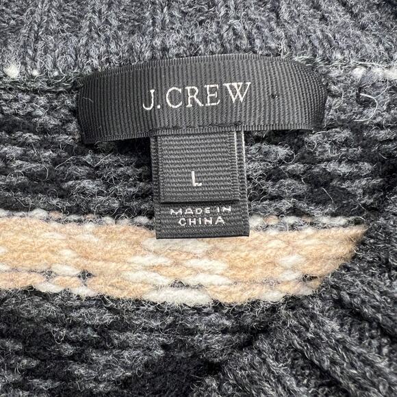 J. Crew 100% Lambswool Fair Isle Sweater Gray White Snowflake Size L - Picture 3 of 12